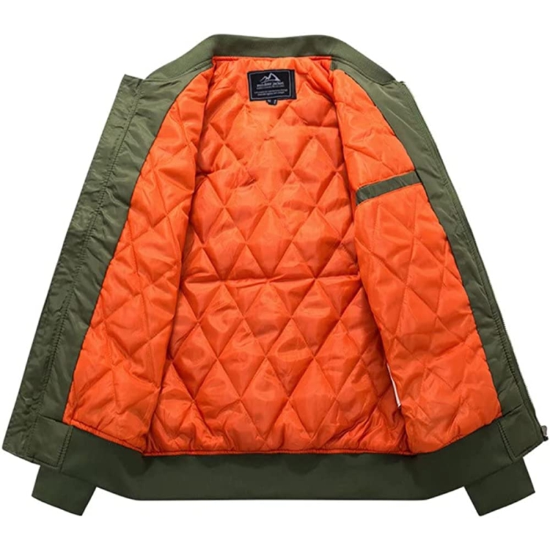 MAGCOMSEN Men's Bomber Jacket Fall Winter Warm Jackets Full Zip Padded Coats Windproof Thick Jackets Outwear Zipper Pockets - Image 3